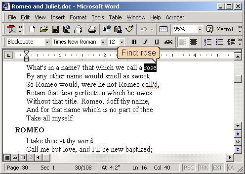Find As You Type in Microsoft Word