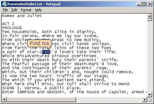 Find As You Type in Notepad